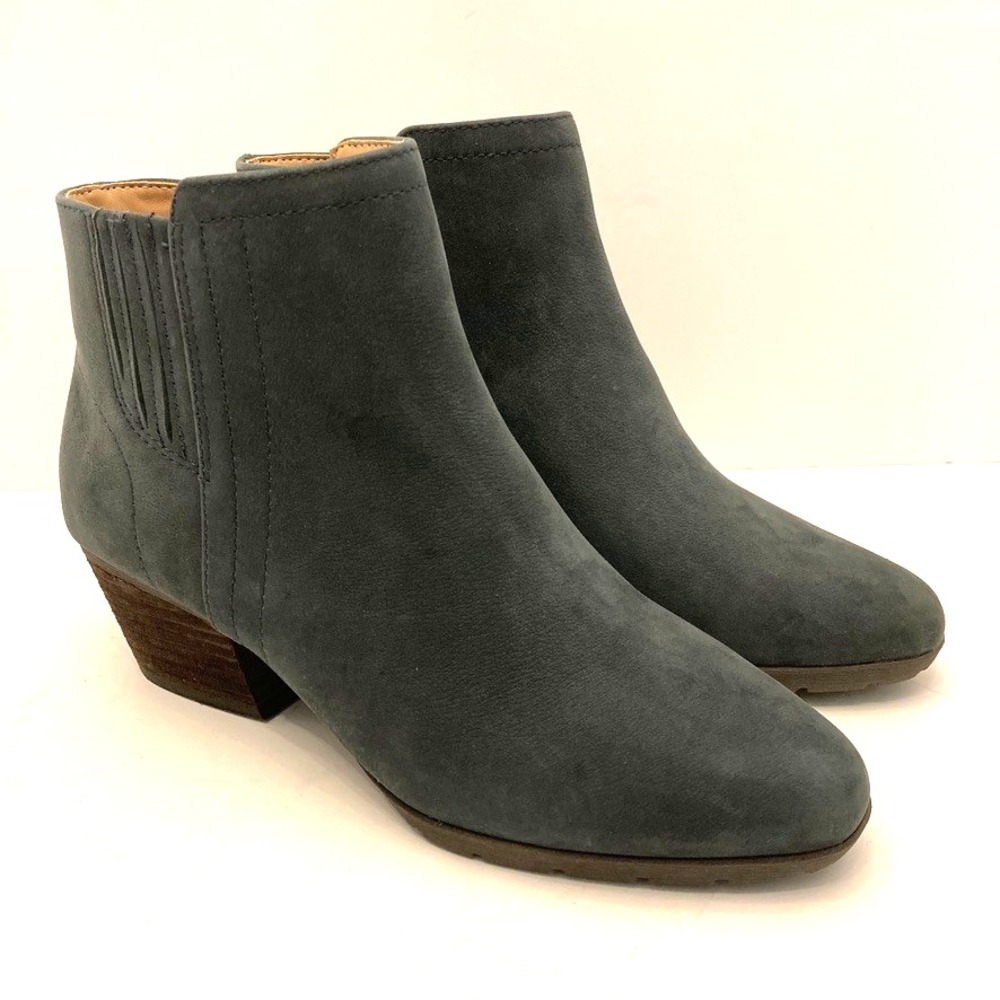 Blondo Women 5.5 Valli 2.0 Ankle Boots Blue Suede Leather Block Heel Waterproof
